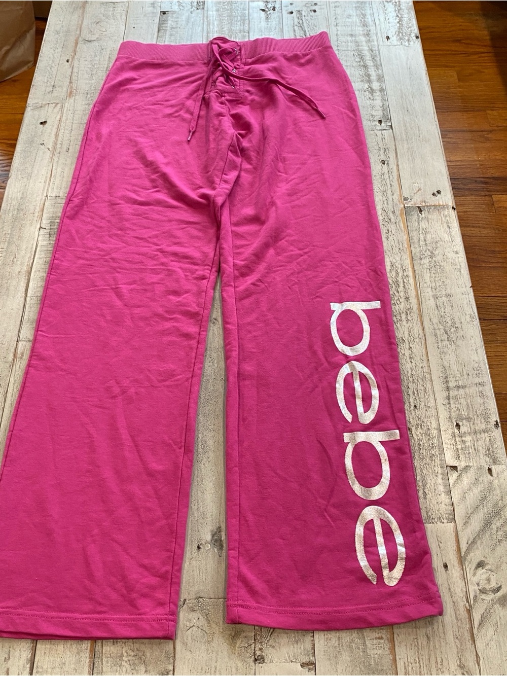 bebe Hot Pink Boot Cut Lounge Pants with Logo